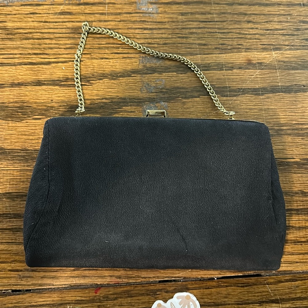 Vintage Black Snap Shut Hand Bag